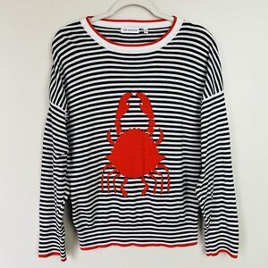 525 America Blue & White Striped Crab Nautical Coastal Resort Wear Shirt Size XL